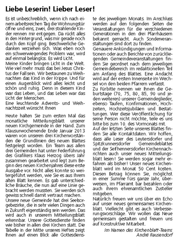 Geistliches Wort Dezember 2013