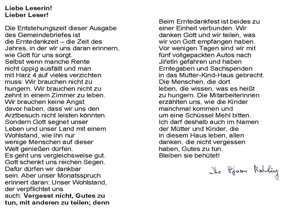 geistliches Wort Oktober 2013