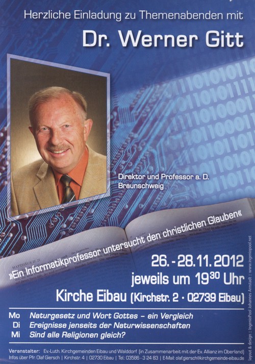 Themenabend Mit Dr Werner Gitt Nikolaikirche Spitzkunnersdorf
